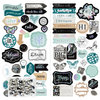 Prima - Zella Teal Collection - Chipboard Stickers with Foil Accents