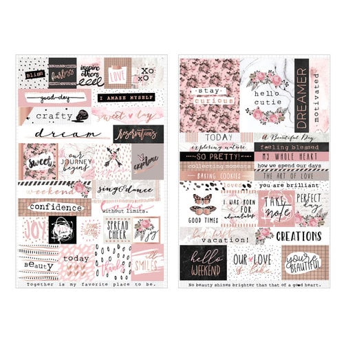 Prima - Amelia Rose Collection - Cardstock Stickers with Foil Accents - Words and Quotes