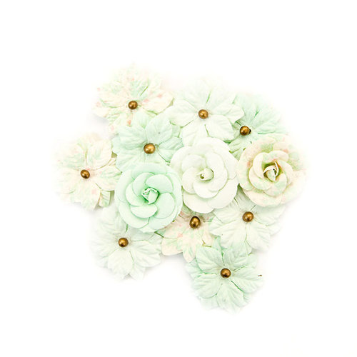 Prima - Santa Baby Collection - Christmas - Flower Embellishments - Sweet Mint