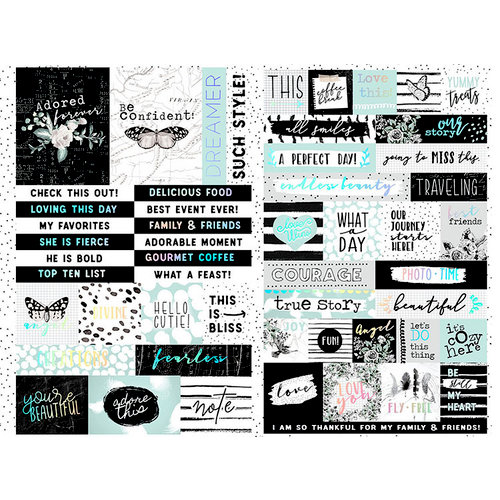 Prima - Flirty Fleur Collection - Cardstock Stickers - Quotes and Words with Foil Accents