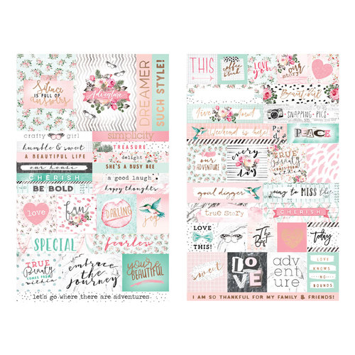 Prima - Havana Collection - Cardstock Stickers with Foil Accents - Quotes and Words