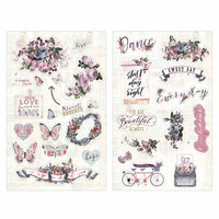 Prima - Lavender Collection - Chipboard Stickers with Foil Accents