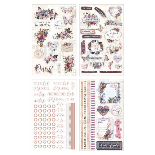 Prima - Lavender Collection - Cardstock Stickers with Foil Accents