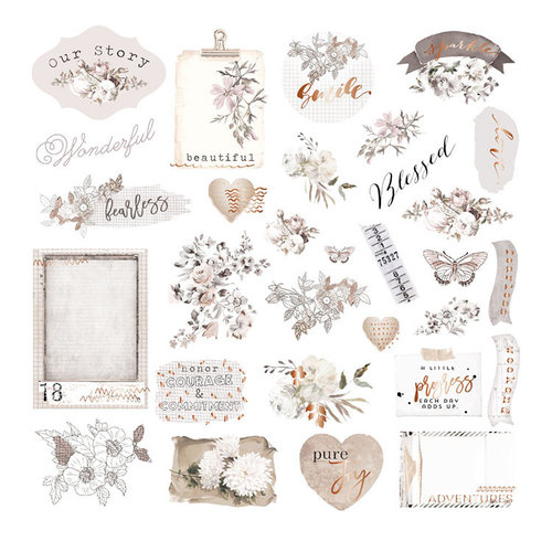 Prima - Pretty Pale Collection - Ephemera 1 with Foil Accents