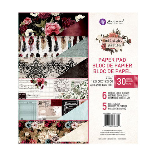 Prima - Midnight Garden Collection - 6 x 6 Paper Pad