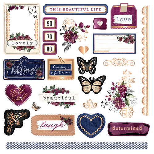 Prima - Darcelle Collection - Ephemera with Foil Accents