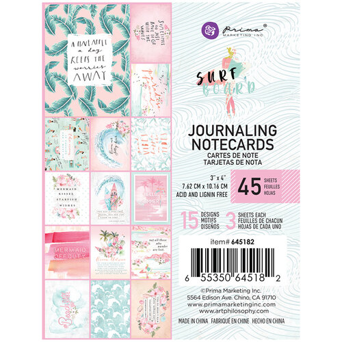 Prima - Surfboard Collection - 3 x 4 Journaling Cards