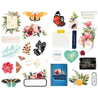 Prima - Painted Floral Collection - Chipboard Stickers With Foil Accents