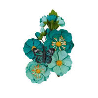 Prima - Majestic Collection - Flower Embellishments - Teal Beauty