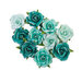 Prima - Painted Floral Collection - Flower Embellishments - Shiny Teal
