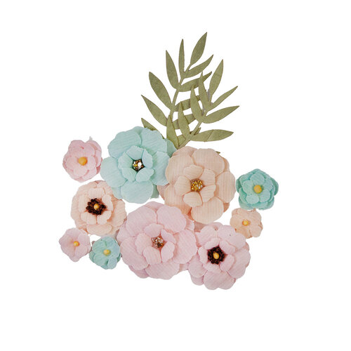 Prima - Peach Tea Collection - Flower Embellishments - Afternoon Tea
