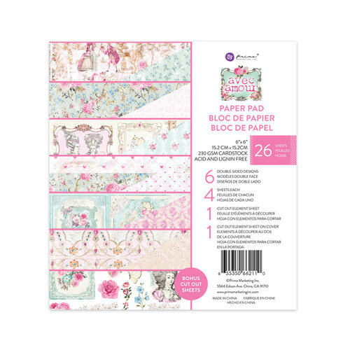 Prima - Avec Amour Collection - 6 x 6 Paper Pad