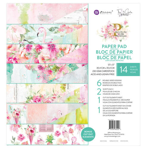 Prima - Postcards From Paradise Collection - 12 x 12 Paper Pad