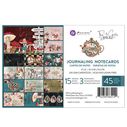Prima - Lost In Wonderland Collection - 4 X 6 Journaling Cards