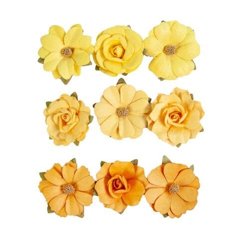 Prima - In Full Bloom Collection - Flower Embellishments - Warm Sunshine