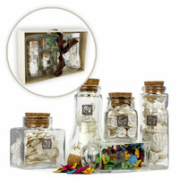 Prima - Special Edition - Apothecary Glass Jars of Mulberry Flowers in a Tray