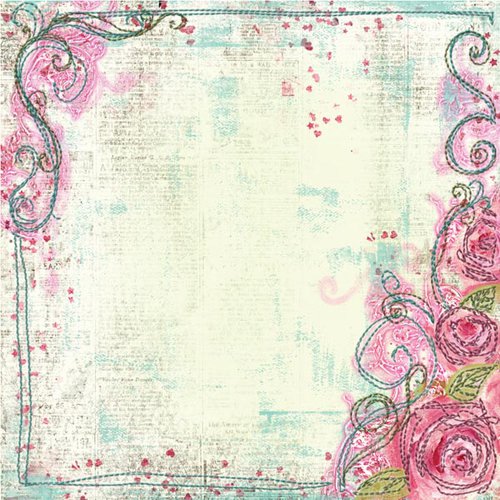 Prima - Sew Cute Collection - 12 x 12 Embroidered Paper - My Love, CLEARANCE