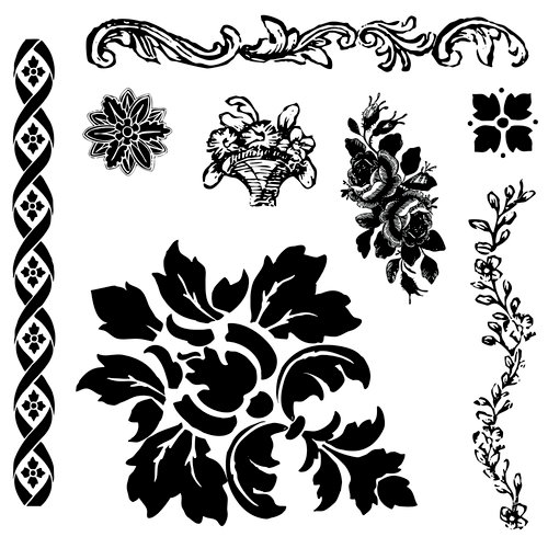 Prima - Iron Orchid Designs - Clear Acrylic Decor Stamps - Fleur