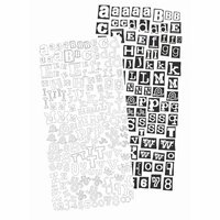 Prima - Alphablends - Stickers and Adhesive Chipboard - Alphabet - Black and White, CLEARANCE