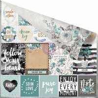 Prima - Zella Teal Collection - 12 x 12 Double Sided Paper - Live Loudly with Foil Accents
