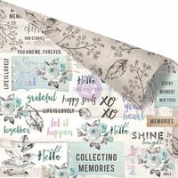 Prima - Zella Teal Collection - 12 x 12 Double Sided Paper - Collect Memories with Foil Accents