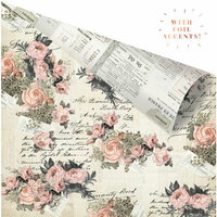 Prima - My Prima Planner Collection - Travelers Journal - Vintage Floral - 12 x 12 Double Sided Paper - Pink Promises With Foil Accents