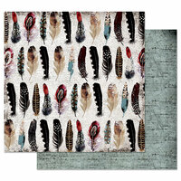 Prima - Midnight Garden Collection - 12 x 12 Double Sided Paper with Foil Accents - Feather Collector