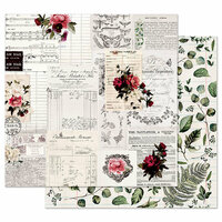 Prima - Midnight Garden Collection - 12 x 12 Double Sided Paper with Foil Accents - Rose Receipts