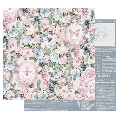 Prima - Poetic Rose Collection - 12 x 12 Double Sided Paper with Foil Accents - Royal Command