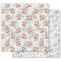 Prima - Fruit Paradise Collection - 12 x 12 Double Sided Paper - Cherry Galore with Foil Accents