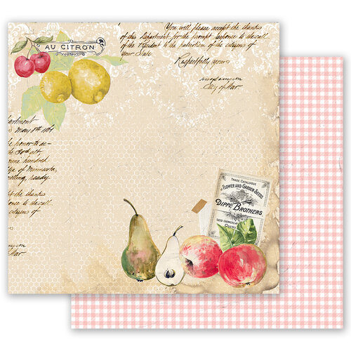 Prima - Fruit Paradise Collection - 12 x 12 Double Sided Paper - Sweet And Citrus with Foil Accents