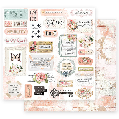 Prima - Apricot Honey Collection - 12 x 12 Double Sided Paper with Foil Accents - Deep Love