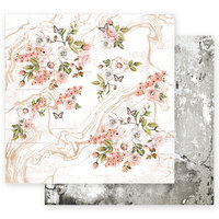 Prima - Apricot Honey Collection - 12 x 12 Double Sided Paper with Foil Accents - Tiny Blossoms