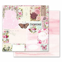 Prima - Misty Rose Collection - 12 x 12 Double Sided Paper - Their Words for Each Other with Foil Accents