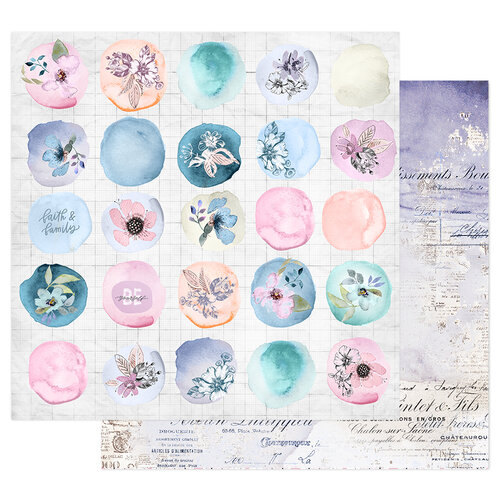 Prima - Watercolor Floral Collection - 12 x 12 Double Sided Paper - Watercolor Drops