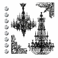 Prima - Clear Acrylic Stamps and Self Adhesive Jewels - Chandeliers