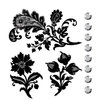 Prima - Clear Acrylic Stamps and Self Adhesive Jewels - Flower Patch, BRAND NEW