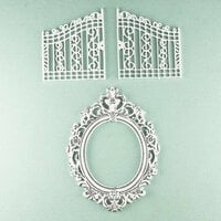 Prima - Shabby Chic Collection - Metal Treasure Embellishments - Garden Gate and Mirror