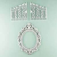 Prima - Shabby Chic Collection - Metal Treasure Embellishments - Garden Gate and Mirror