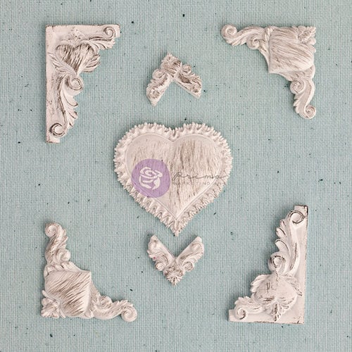Prima - Shabby Chic Treasures Collection - Ingvild Bolme - Resin Embellishments - Heart