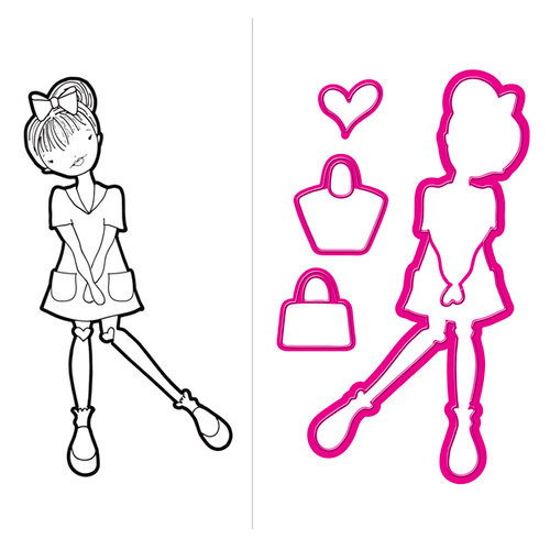 Prima - Julie Nutting - Cling Mounted Stamps and Metal Die Set - Rosie