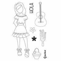 Prima - Julie Nutting - Travelling Girl Collection - Cling Mounted Stamps - Gabriela