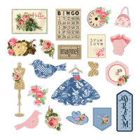 Prima - Julie Nutting - Frayed Denim Collection - Ephemera - Set One