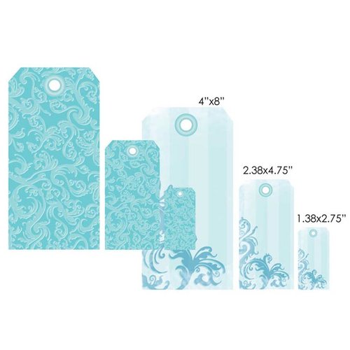 Prima - Donna Downey Collection - Embroidered Canvas and Chipboard Tag Set - 6 Pieces - Swirls, CLEARANCE