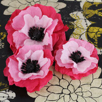 Prima - Poppies and Peonies Collection - Donna Downey - Flower Embellishments - Pink