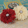 Prima - Poppies and Peonies Collection - Donna Downey - Flower Embellishments - Red and Cream