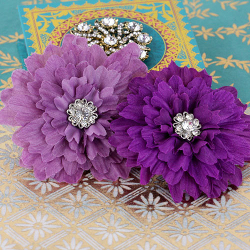 Prima - Poppies and Peonies Collection - Donna Downey - Flower Embellishments - Purple