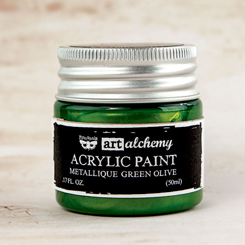 Prima - Finnabair Collection - Art Alchemy - Acrylic Paint - Metallique - Green Olive