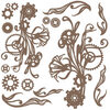 Prima - Finnabair Collection - Decorative Chipboard - Mechanical Flourishes