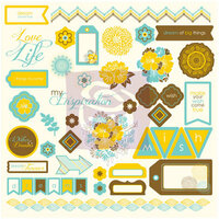 Prima - Wishes and Dreams Collection - 12 x 12 Self Adhesive Chipboard Pieces